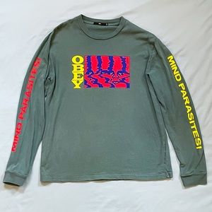 Obey Mind Parasites Long Sleeve Tee Green Size Medium